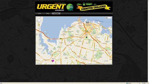 Screen grab of GPS tracking website, showing the progress of the commuters.